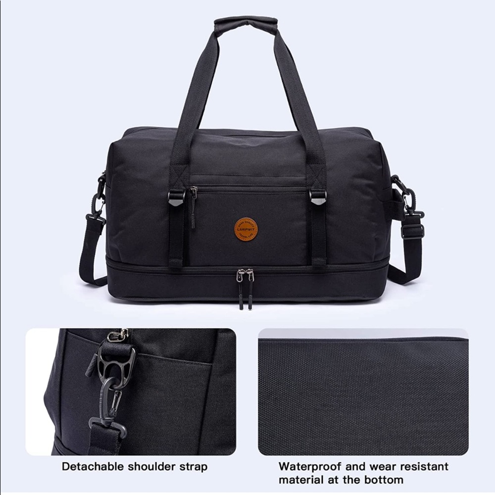 BRAND NEW STYLISH BLACK WEEKEND BAG / DUFFEL BAG(NWT) - Picture 3 of 5